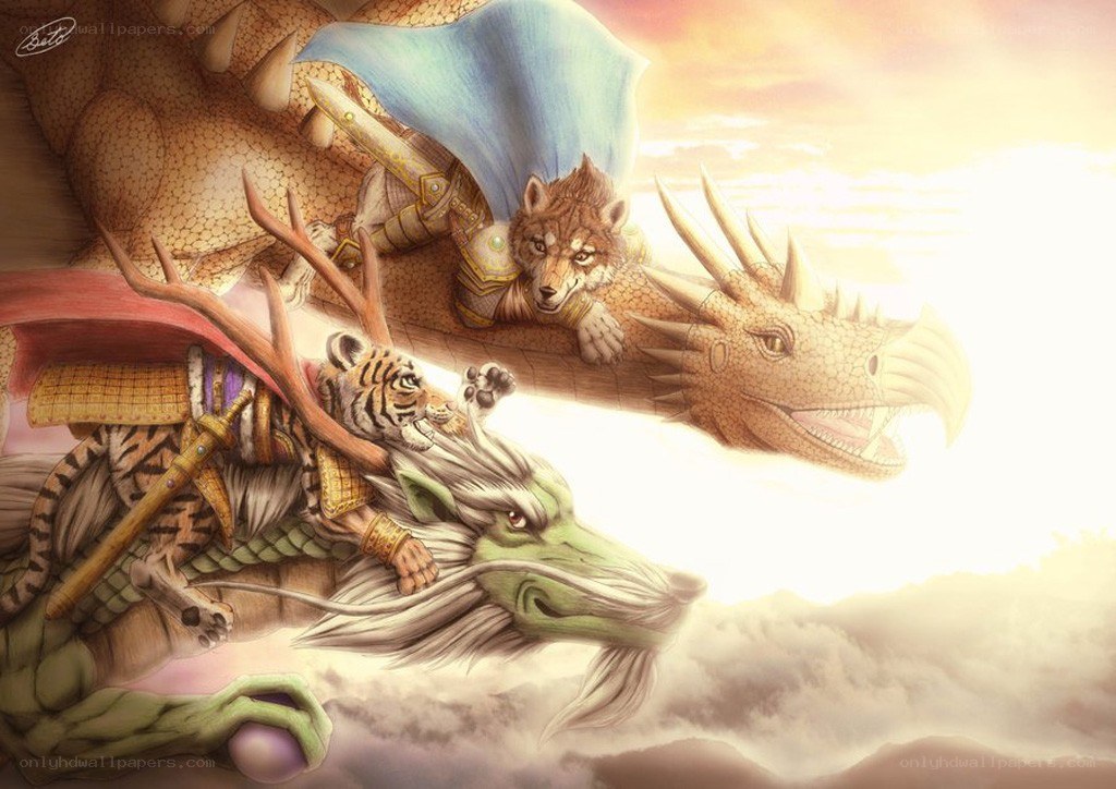 Dragons with animal riders