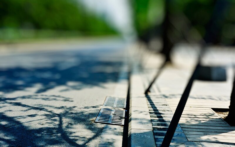 Drain Grate on Sidewalk