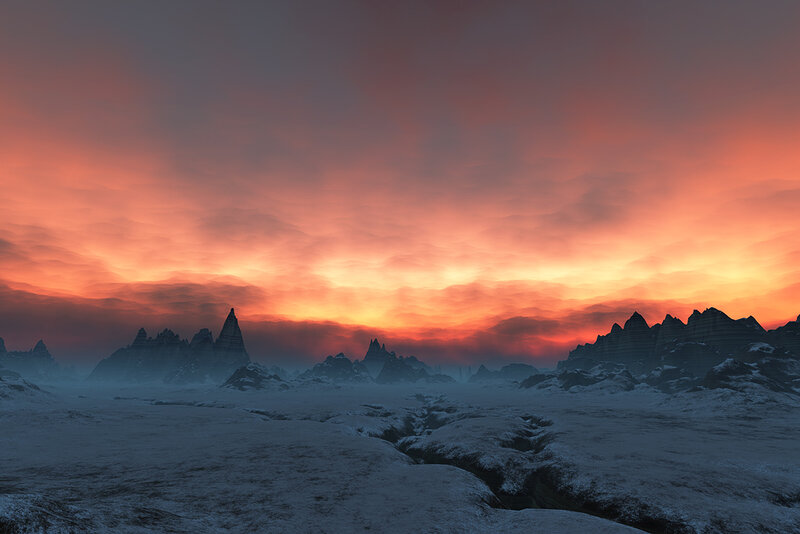 dramatic alien sunset