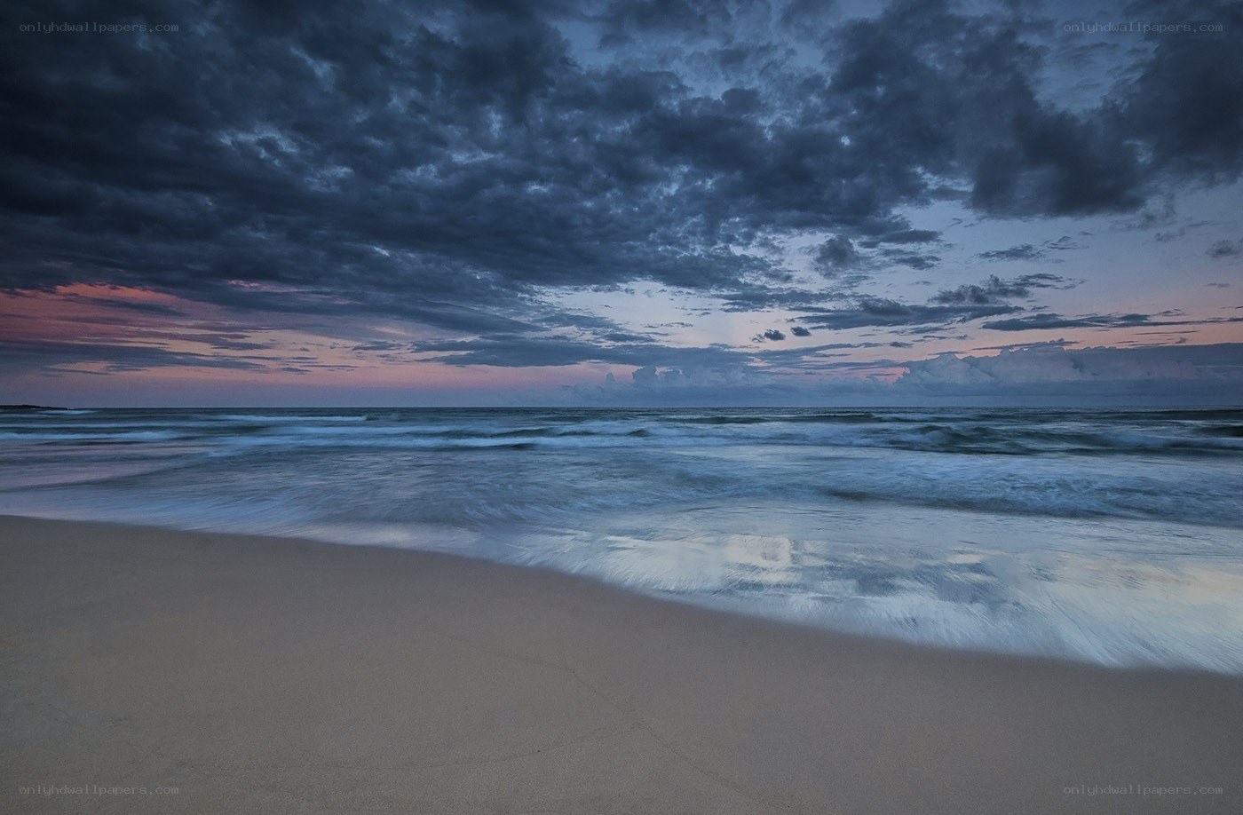 Dramatic beach at dusk