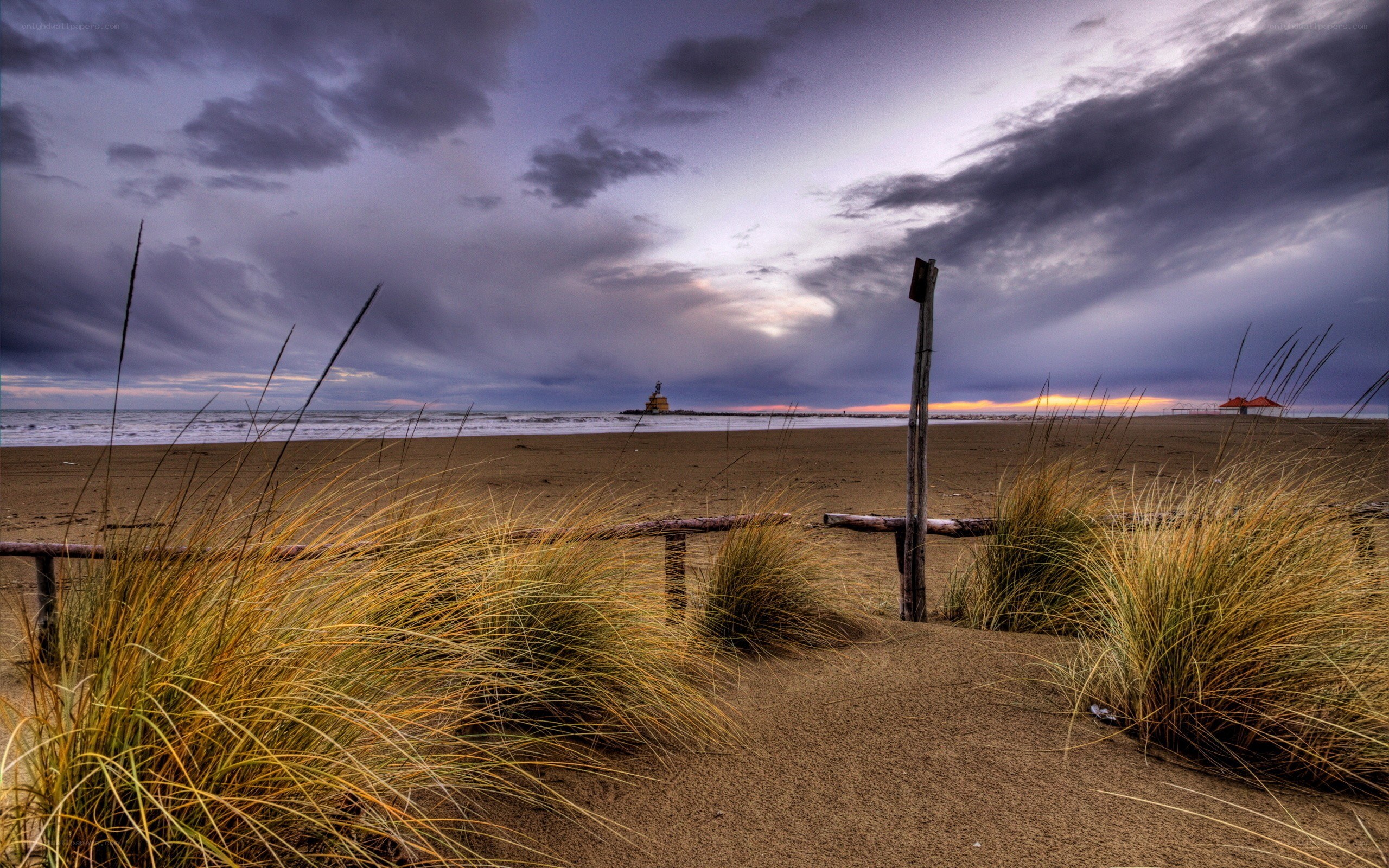 Dramatic beach at dusk