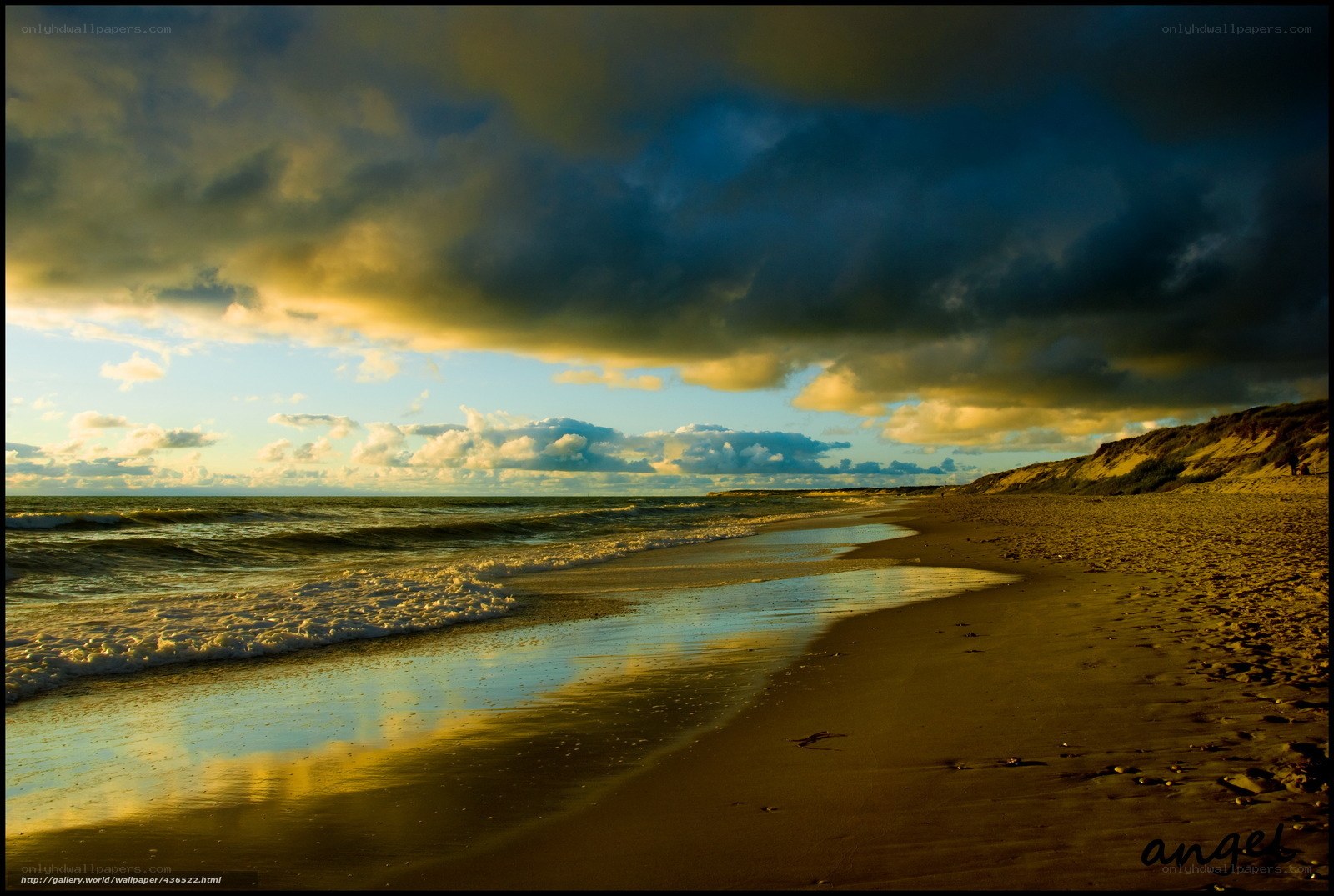 Dramatic beach at sunset