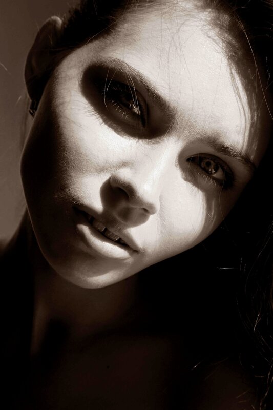 dramatic black and white portrait