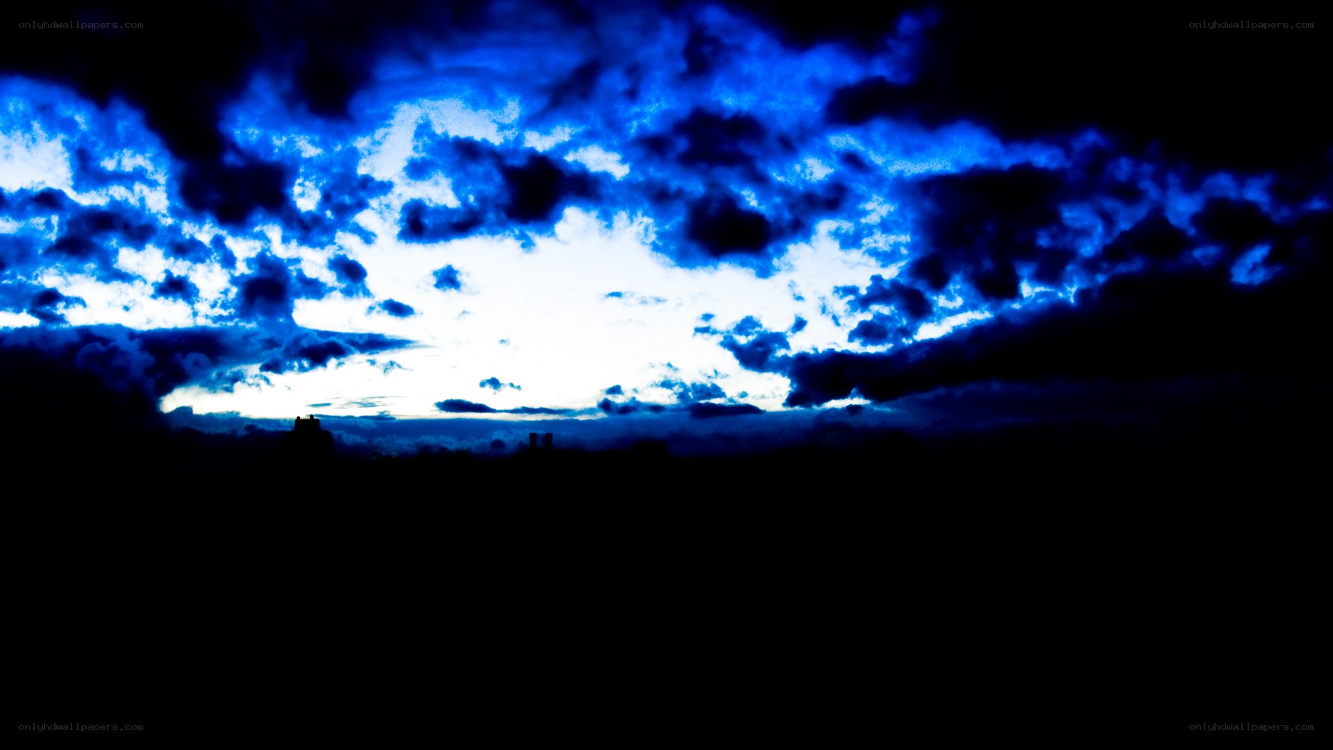 dramatic blue sky at dusk