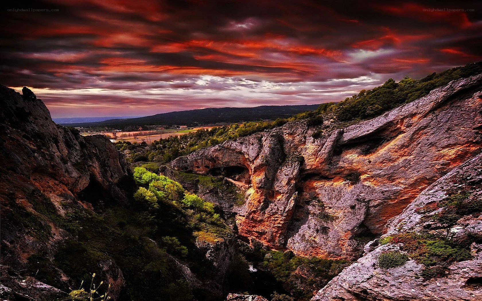 dramatic canyon at sunset