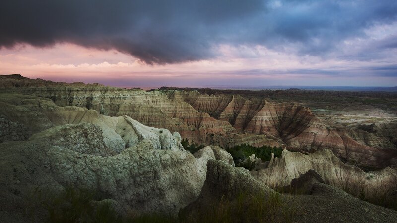 Dramatic canyon landscape at dusk