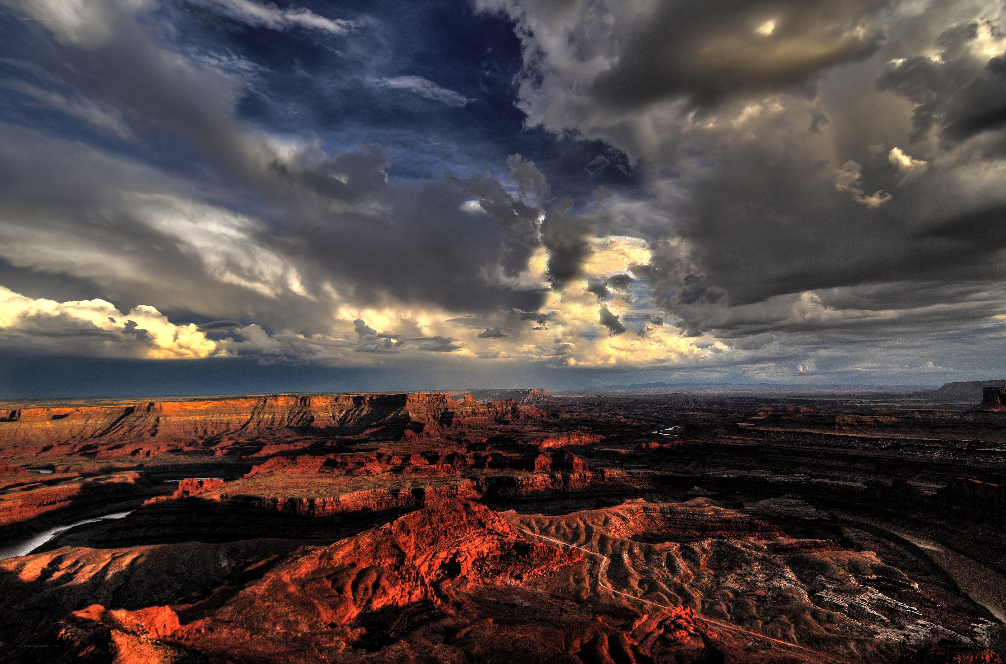 Dramatic canyon under stormy sky