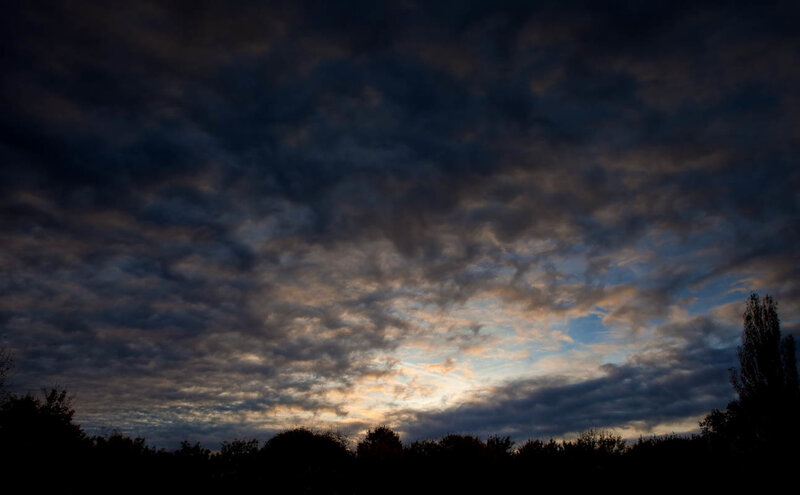 dramatic clouds at sunset