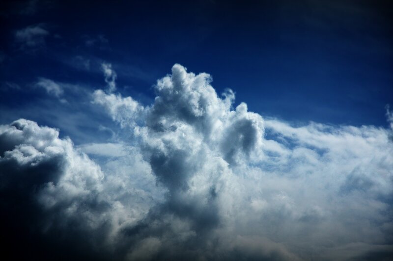 Dramatic clouds in blue sky
