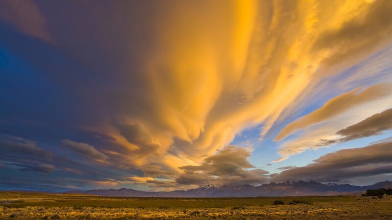 Dramatic Clouds over Mountains — Yellow