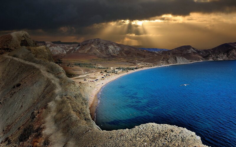 dramatic coastal landscape at sunset