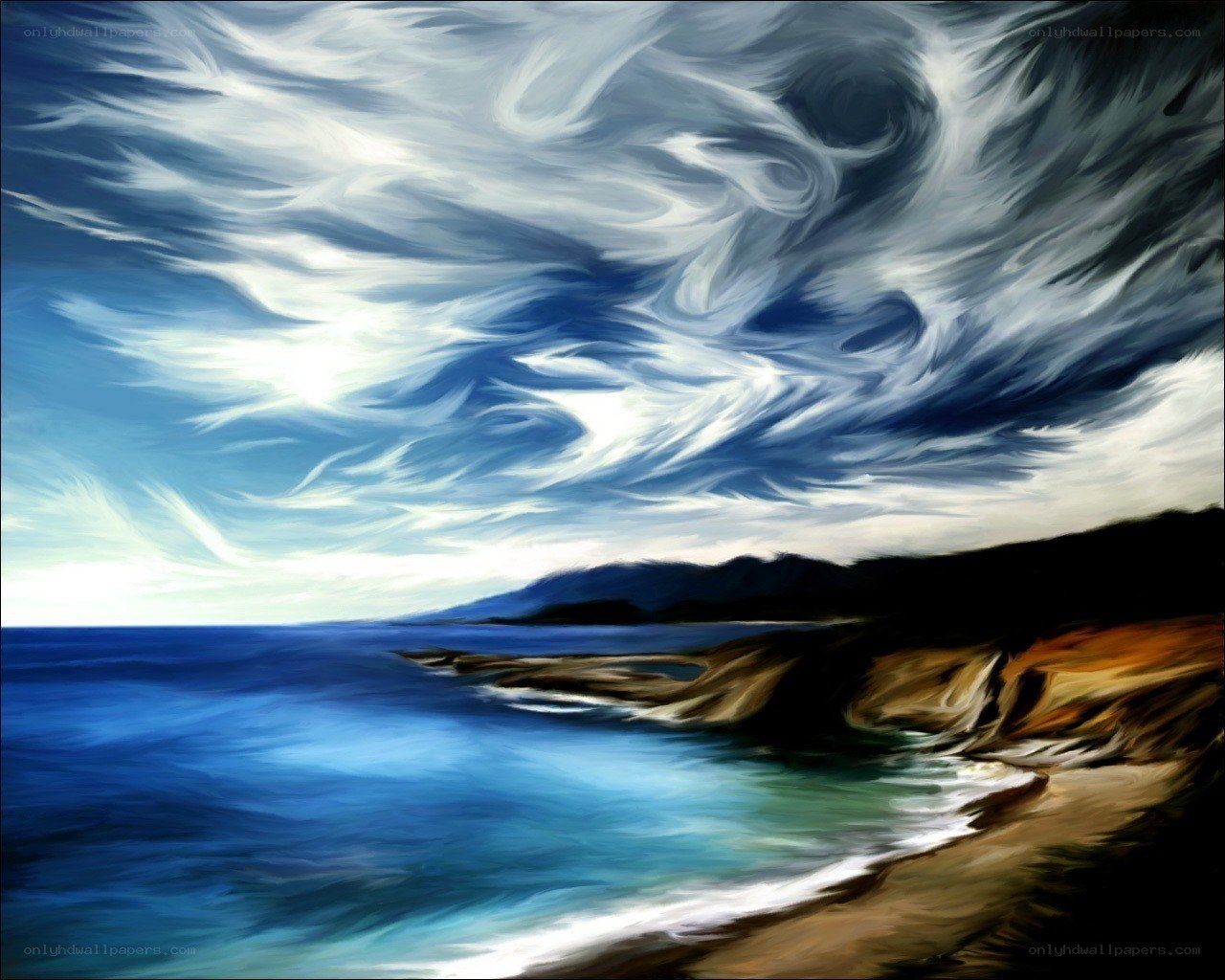 Dramatic coastal landscape painting