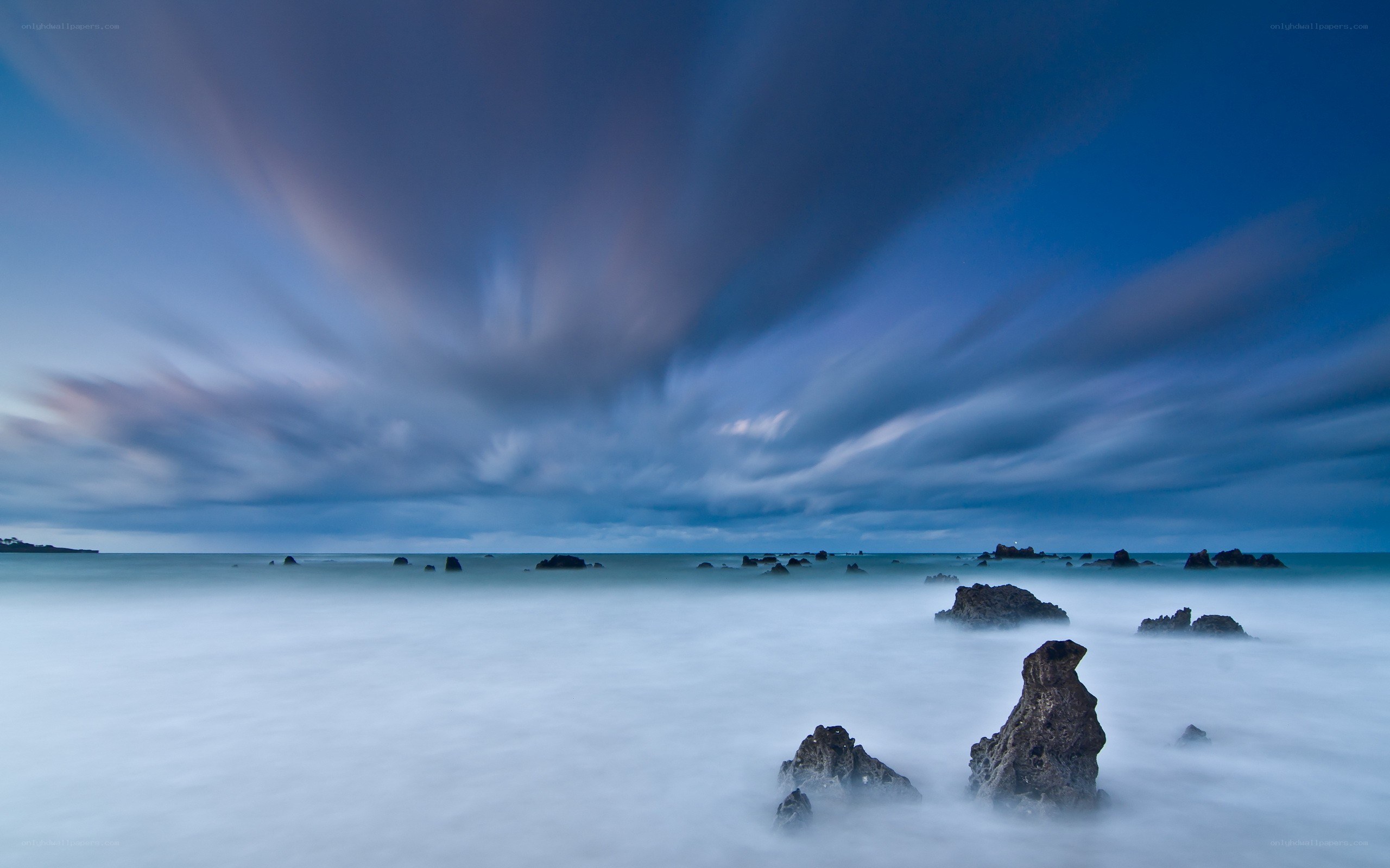 Dramatic coastal sky at dusk