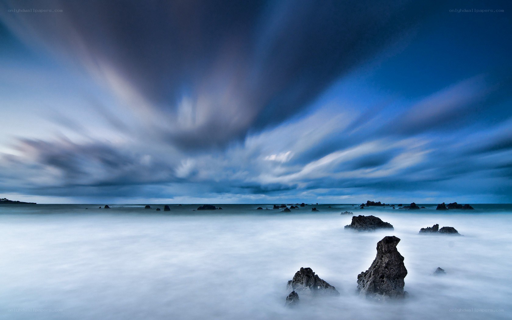 Dramatic coastal sky at dusk