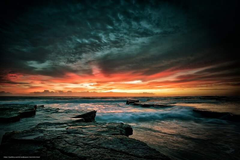 Dramatic coastal sunset