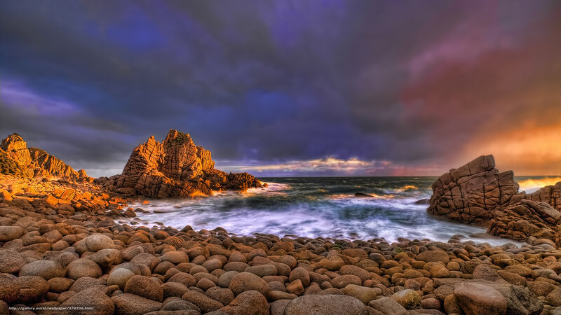 Dramatic coastal sunset