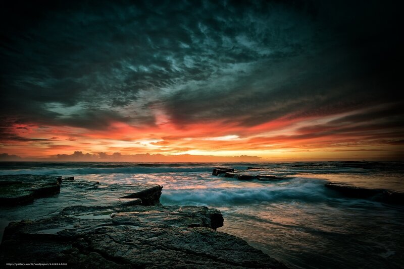 Dramatic coastal sunset