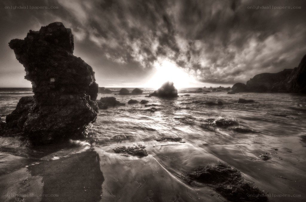Dramatic coastal sunset
