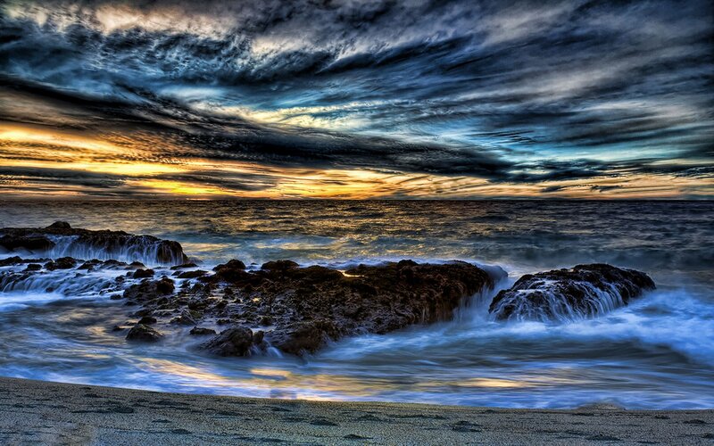 Dramatic coastal sunset