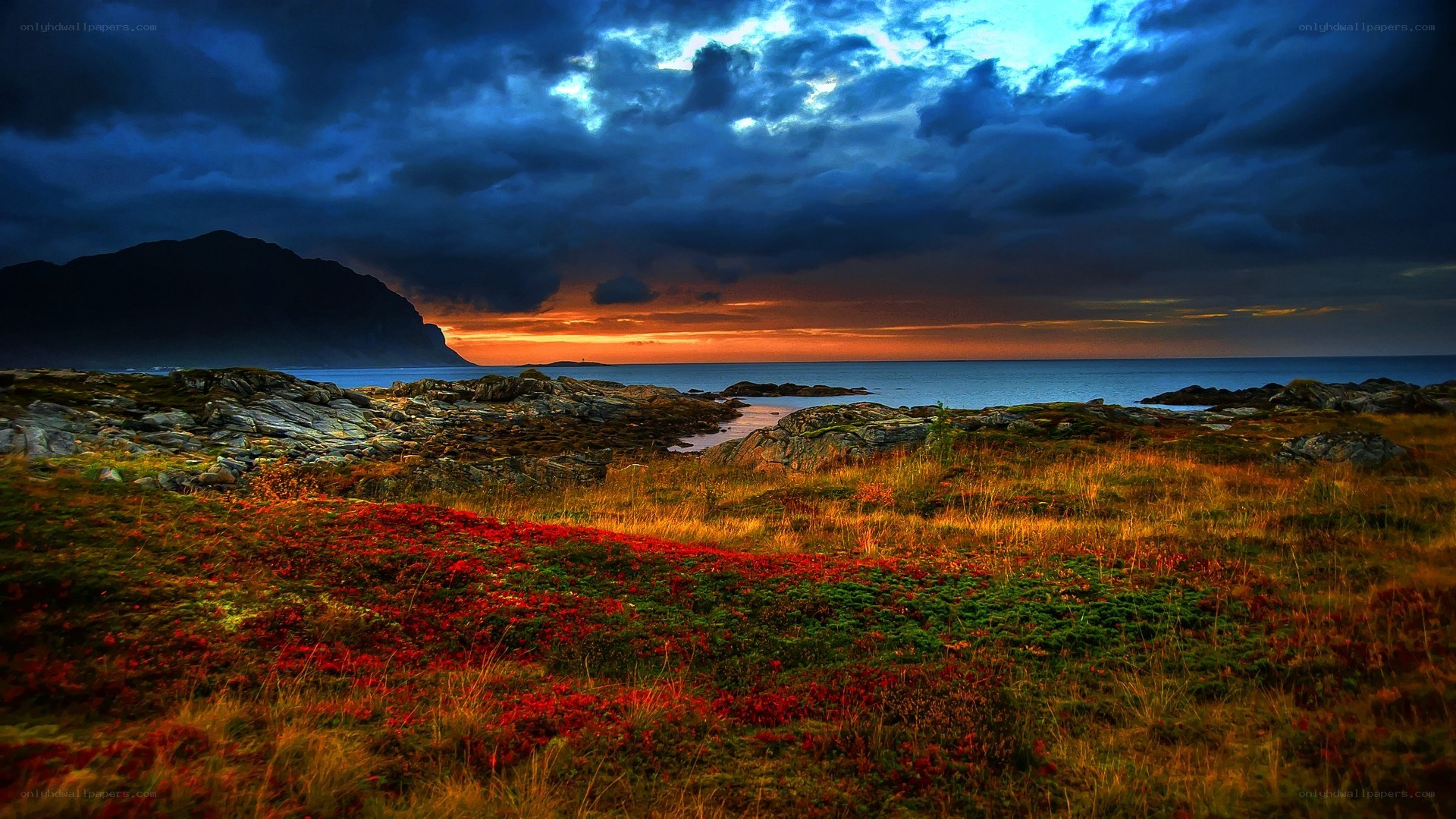 dramatic coastal sunset