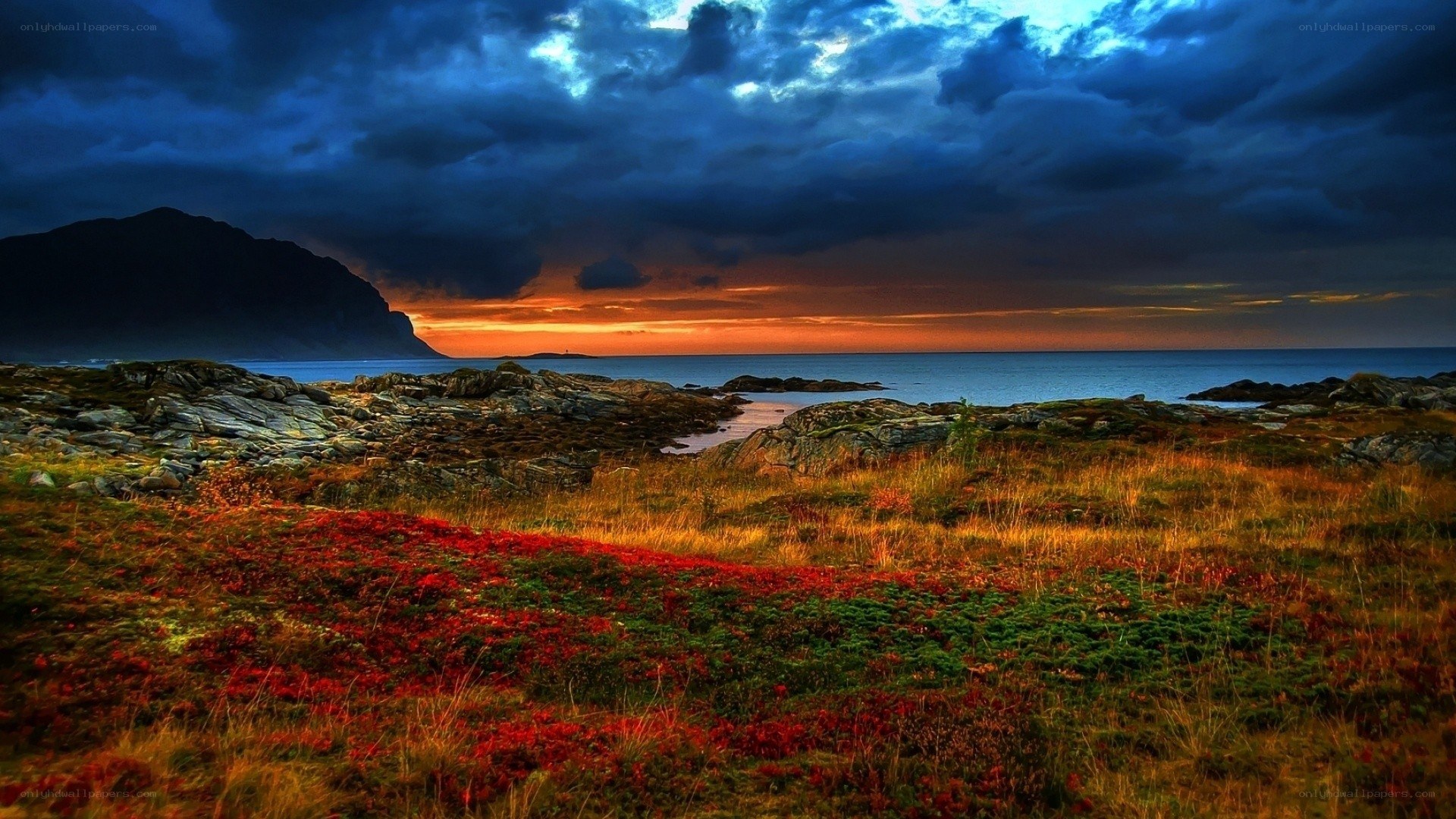 dramatic coastal sunset