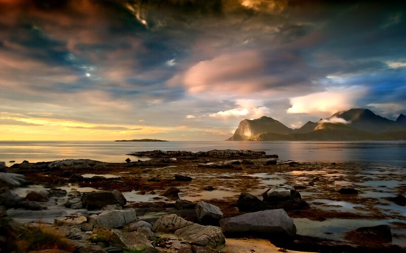 Dramatic coastal sunset