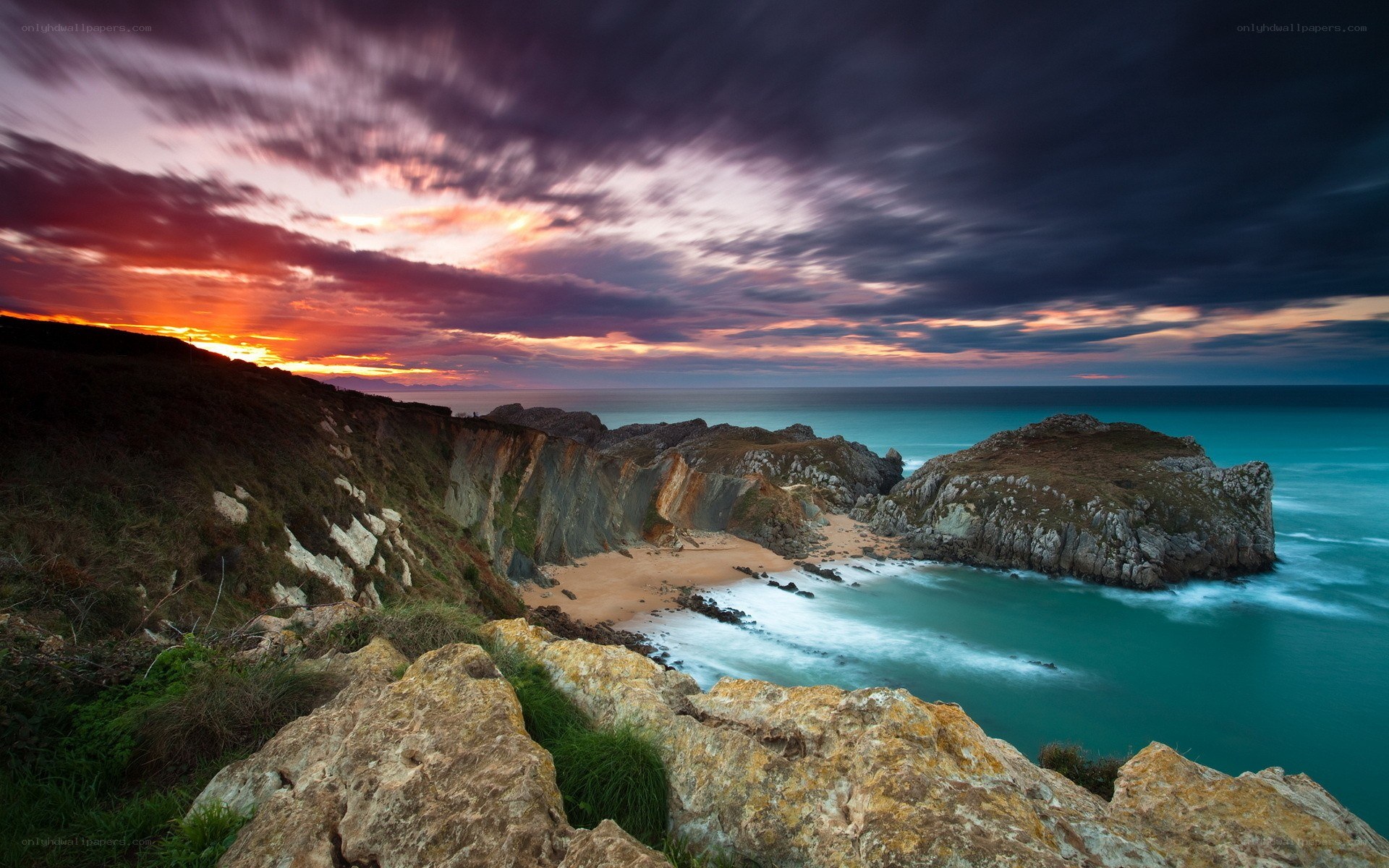 dramatic coastal sunset
