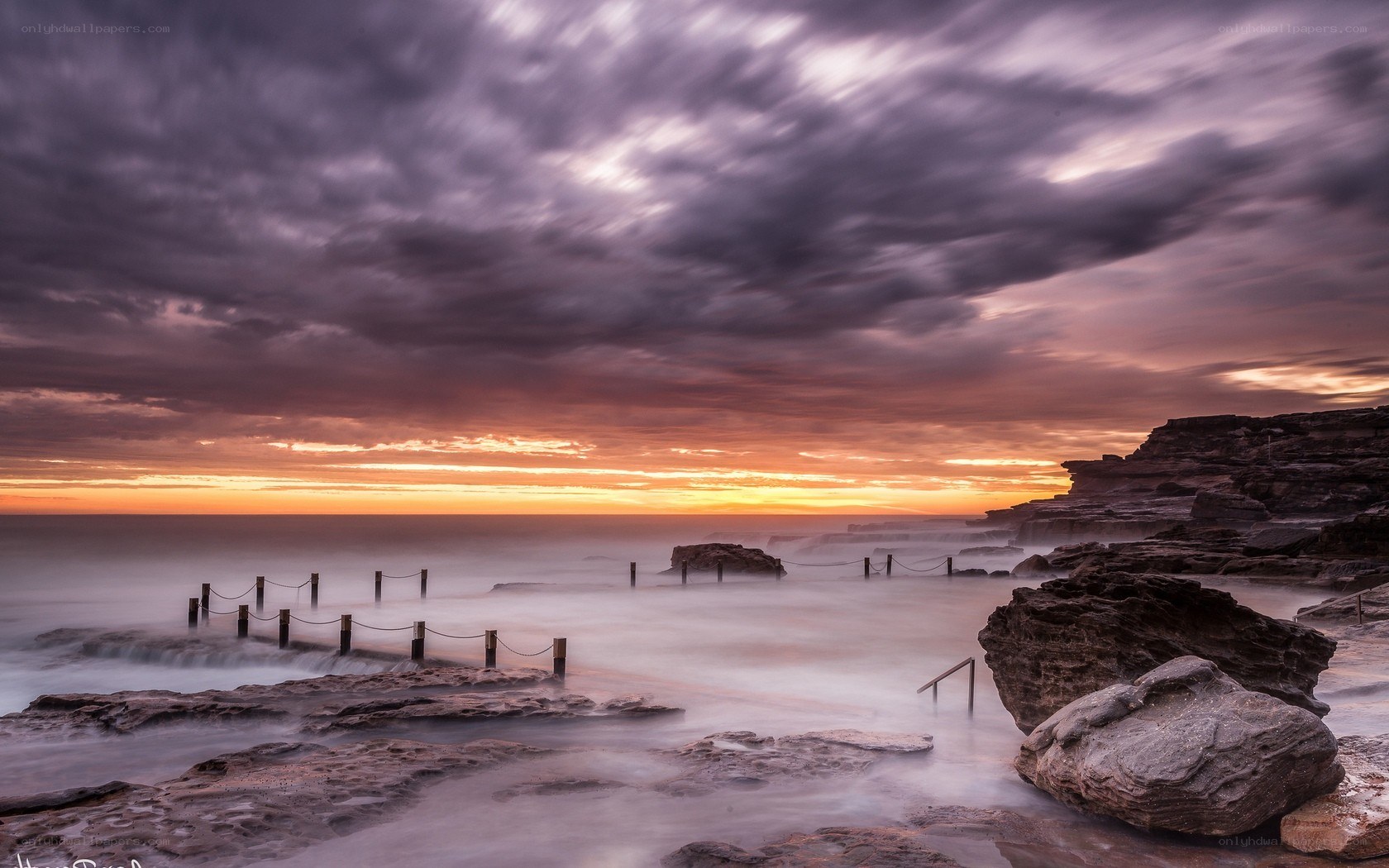 Dramatic coastal sunset