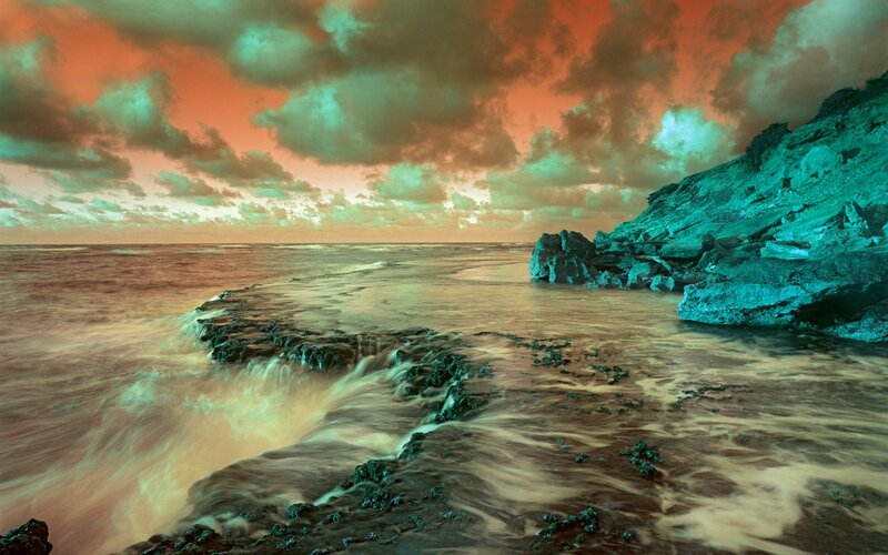Dramatic coastal sunset