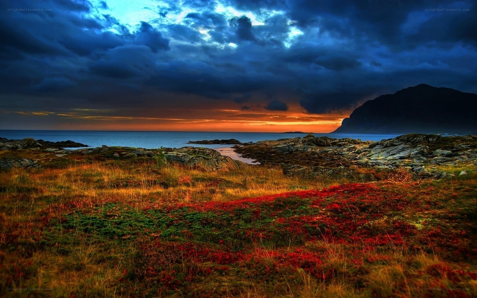 dramatic coastal sunset