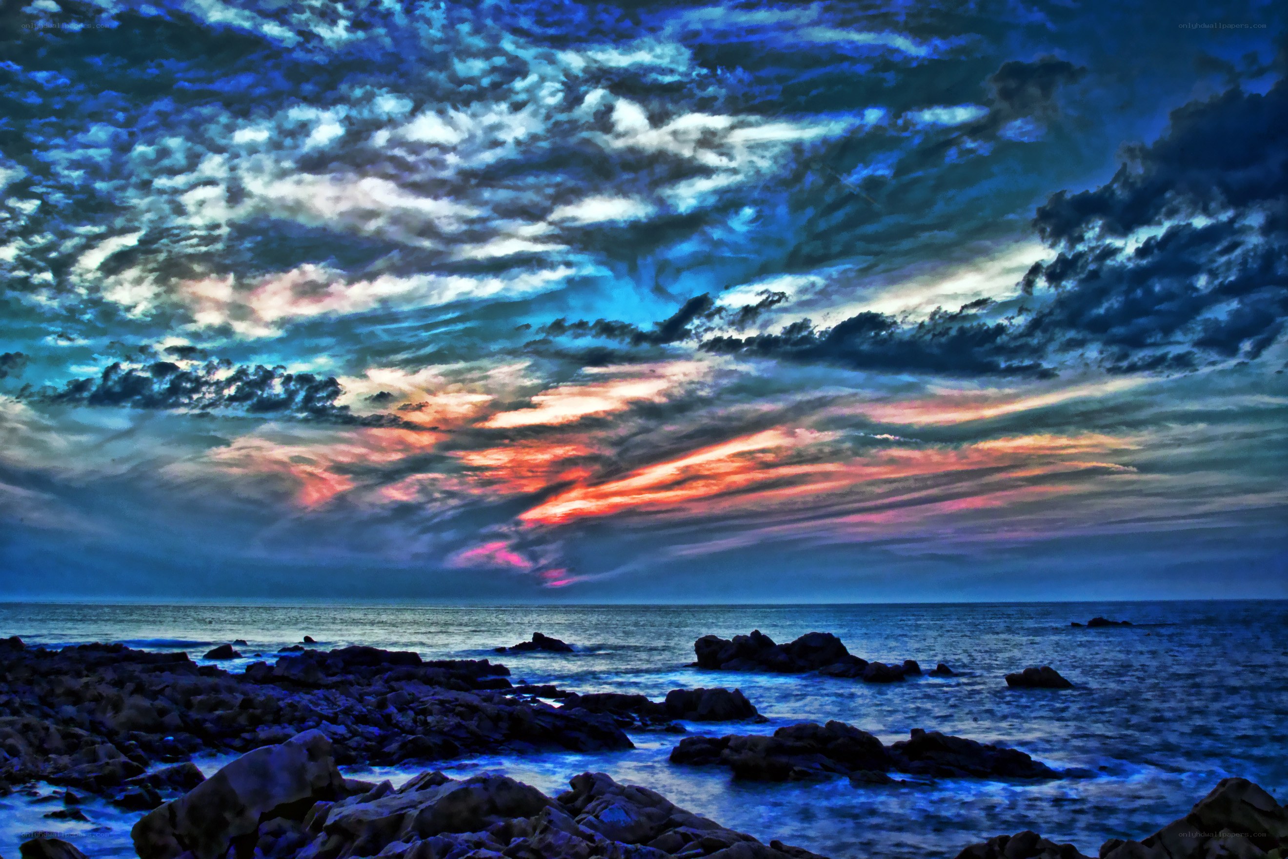 Dramatic coastal sunset
