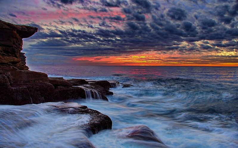 Dramatic coastal sunset