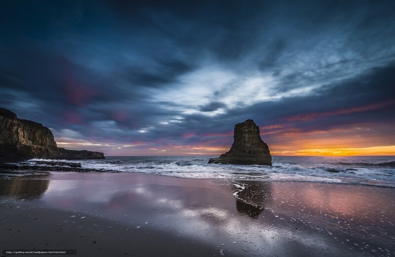 Dramatic coastal sunset scene