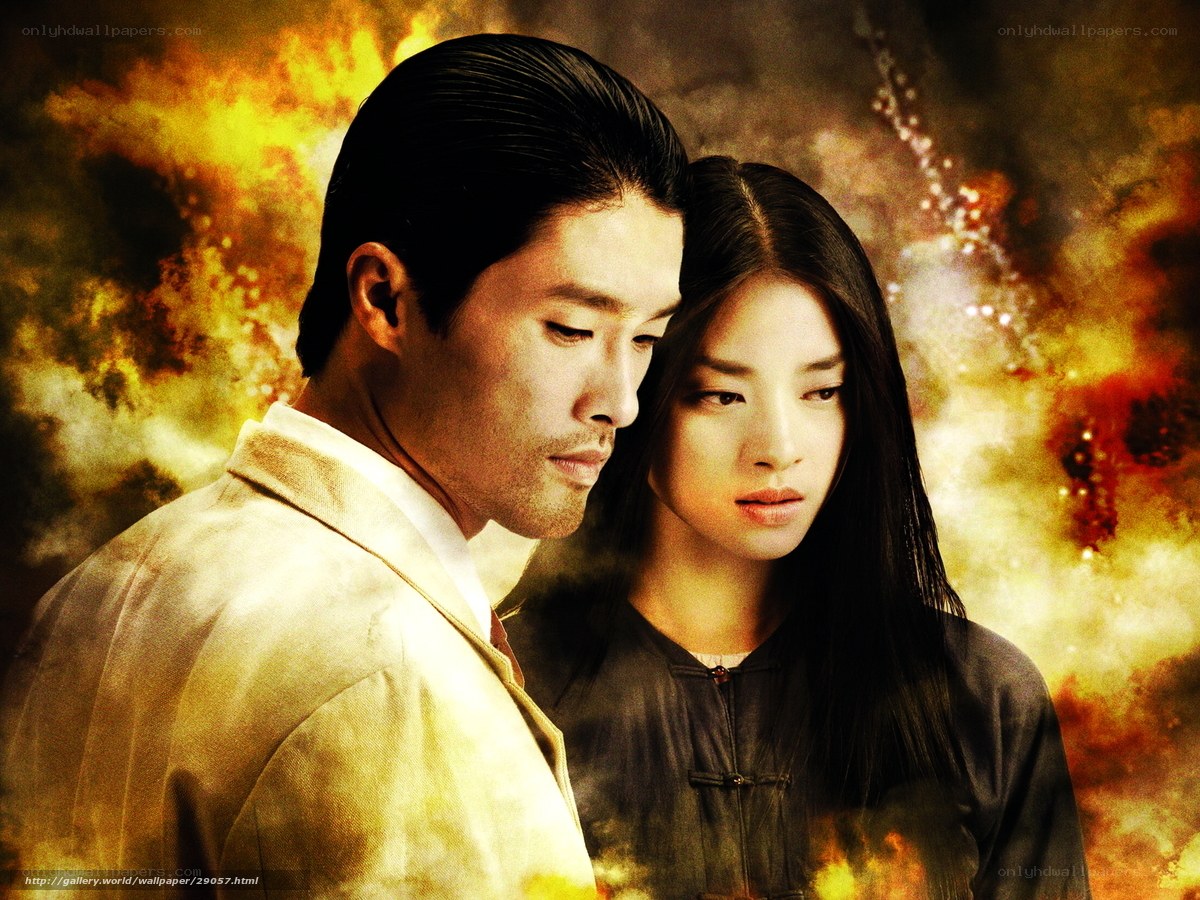 dramatic couple in fire