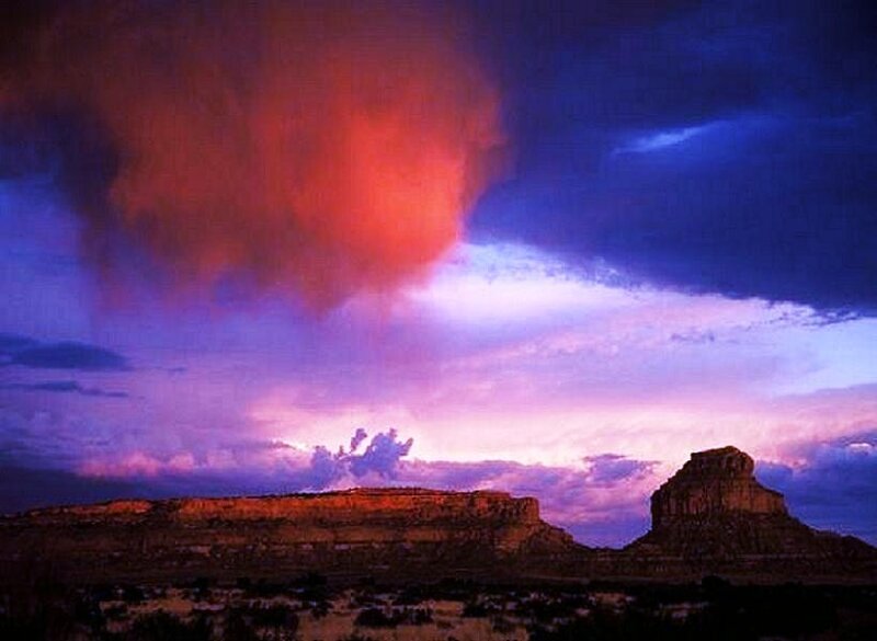 Dramatic desert storm at dusk