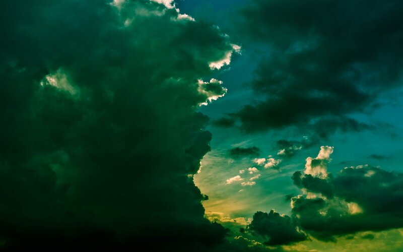 dramatic green sky clouds