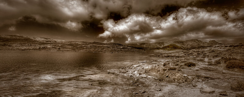 dramatic lake landscape