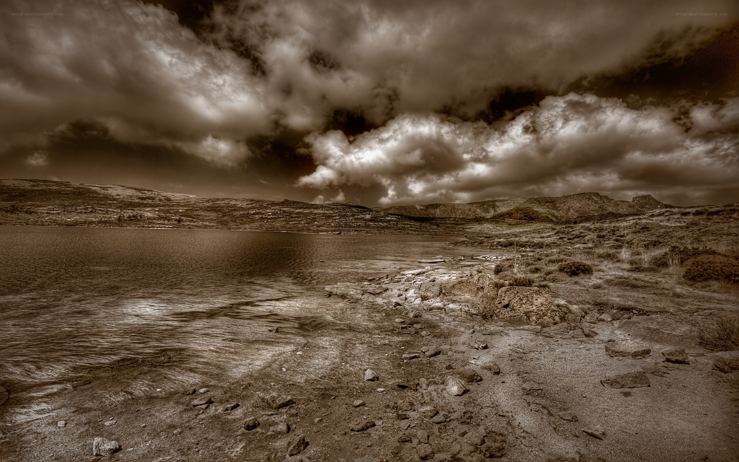 dramatic lake landscape