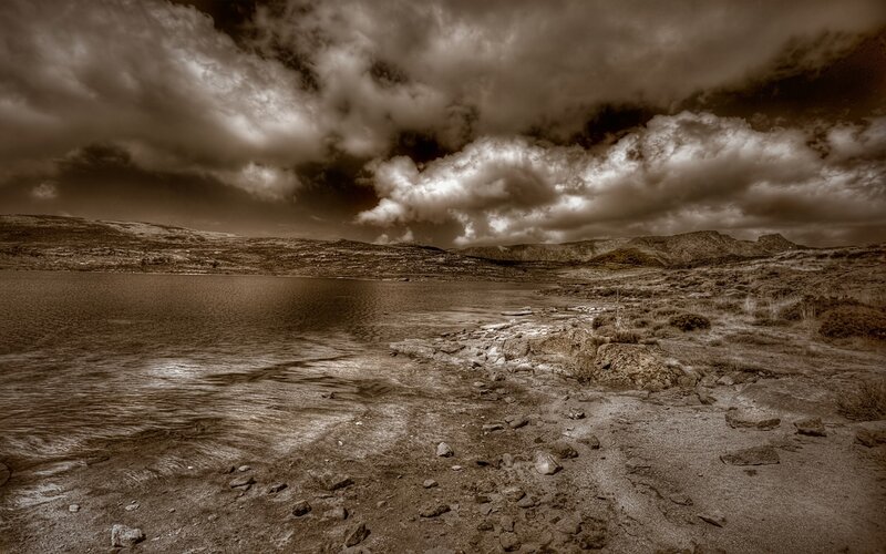 dramatic lake landscape