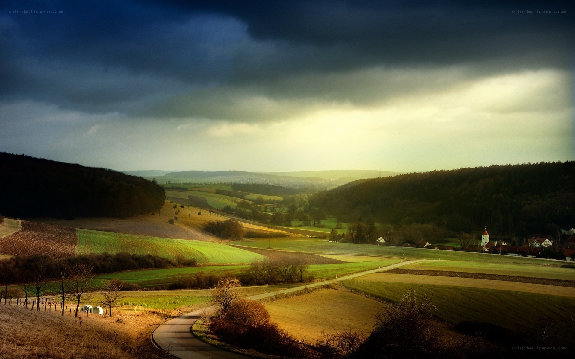 Dramatic landscape at dusk