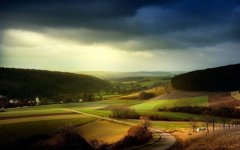 Dramatic landscape with stormy sky