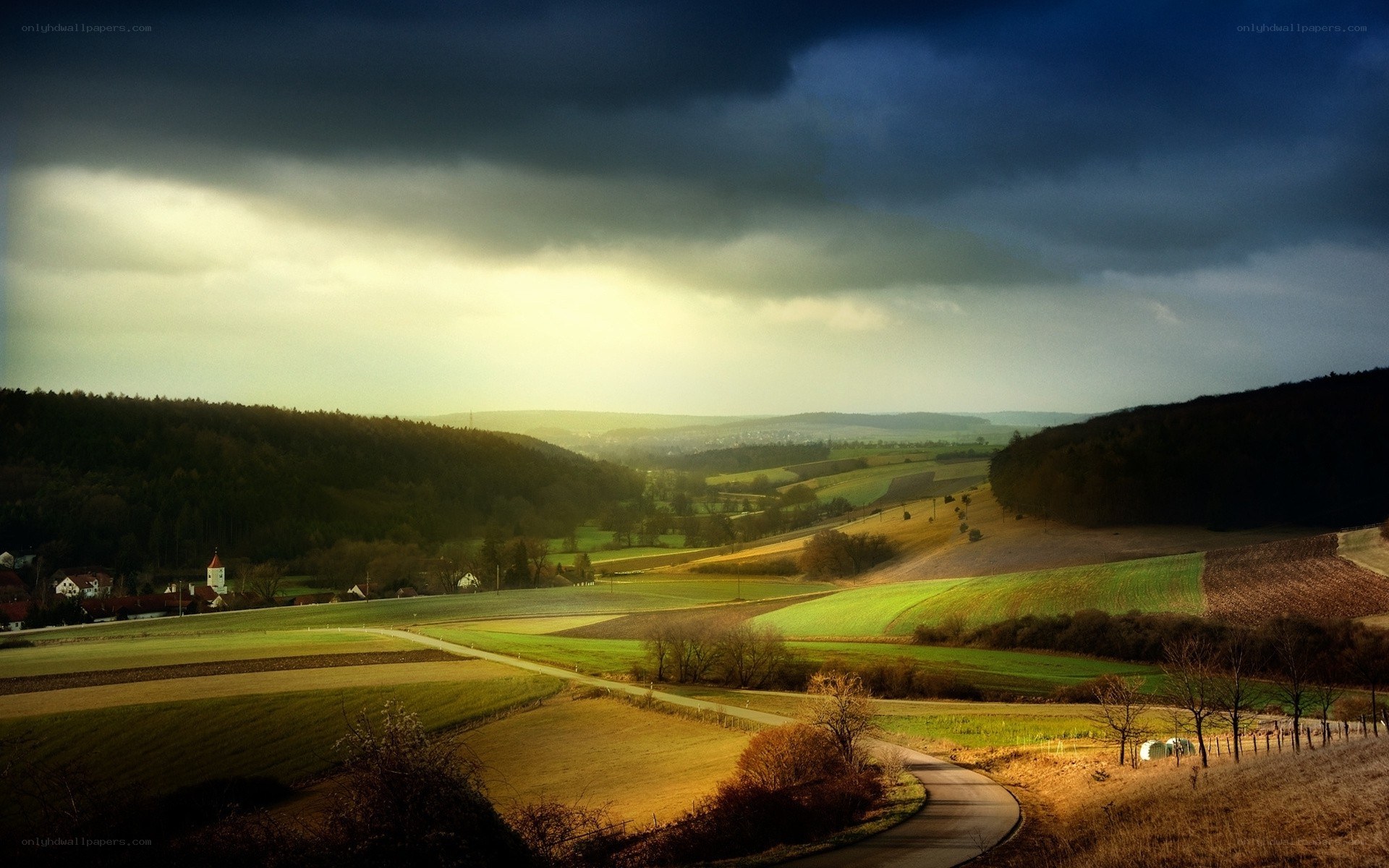 Dramatic landscape with stormy sky