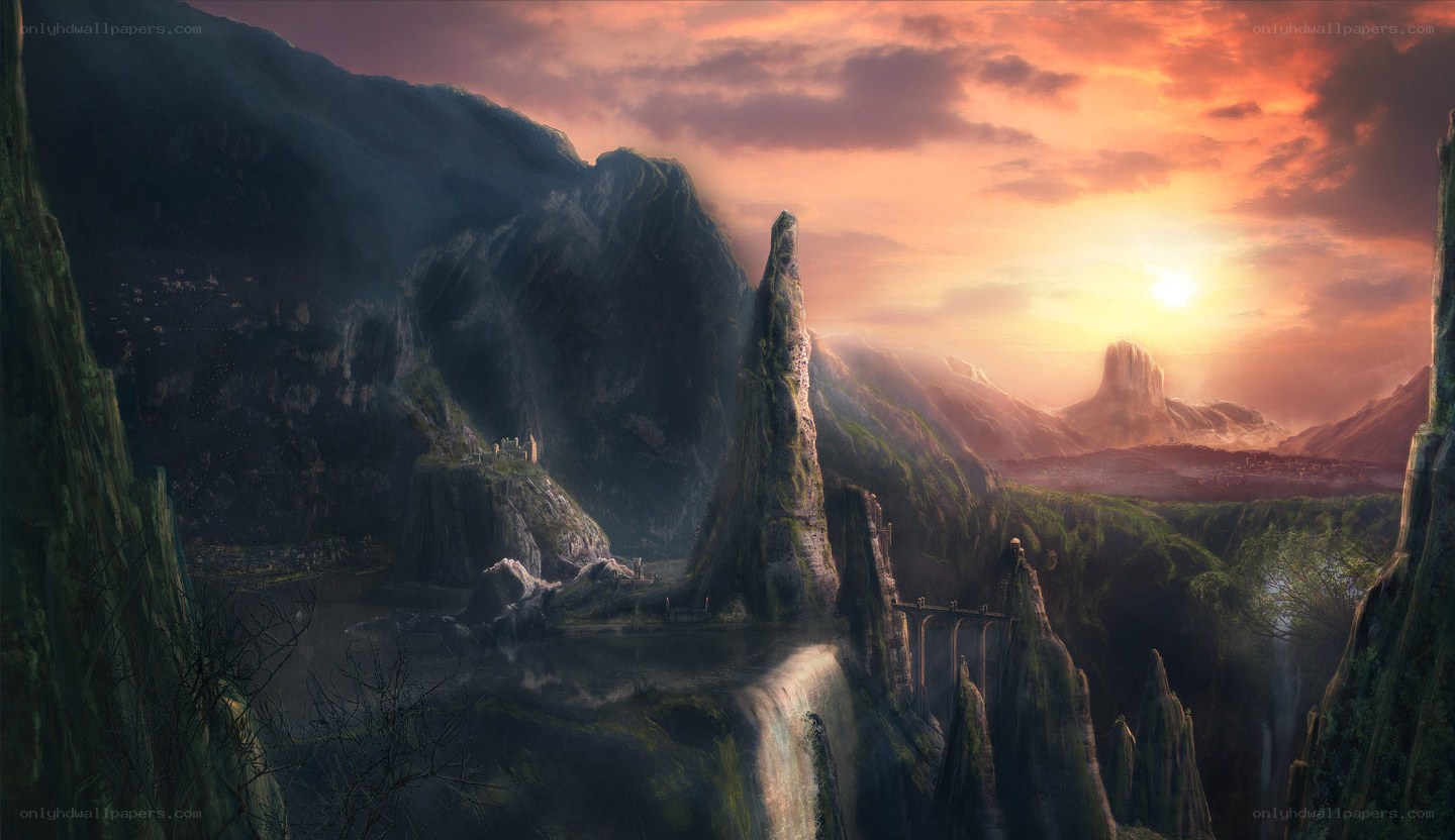dramatic mountain landscape at sunset