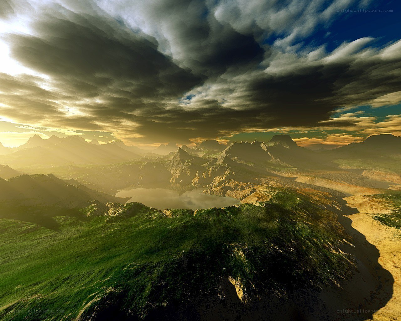 Dramatic mountain landscape at sunset