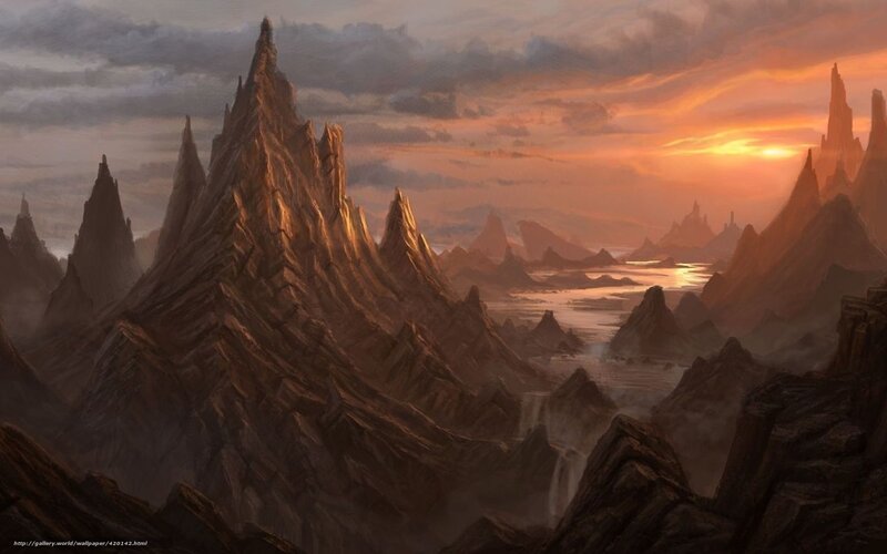 dramatic mountain landscape at sunset