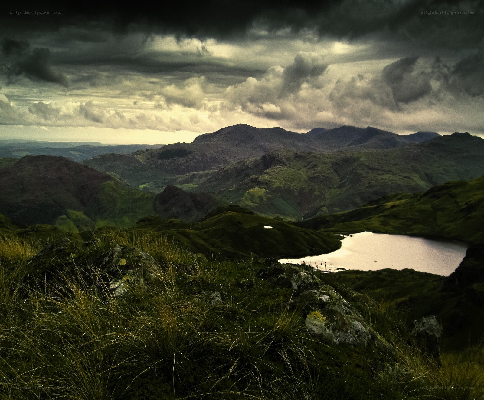 Dramatic mountain landscape with lake
