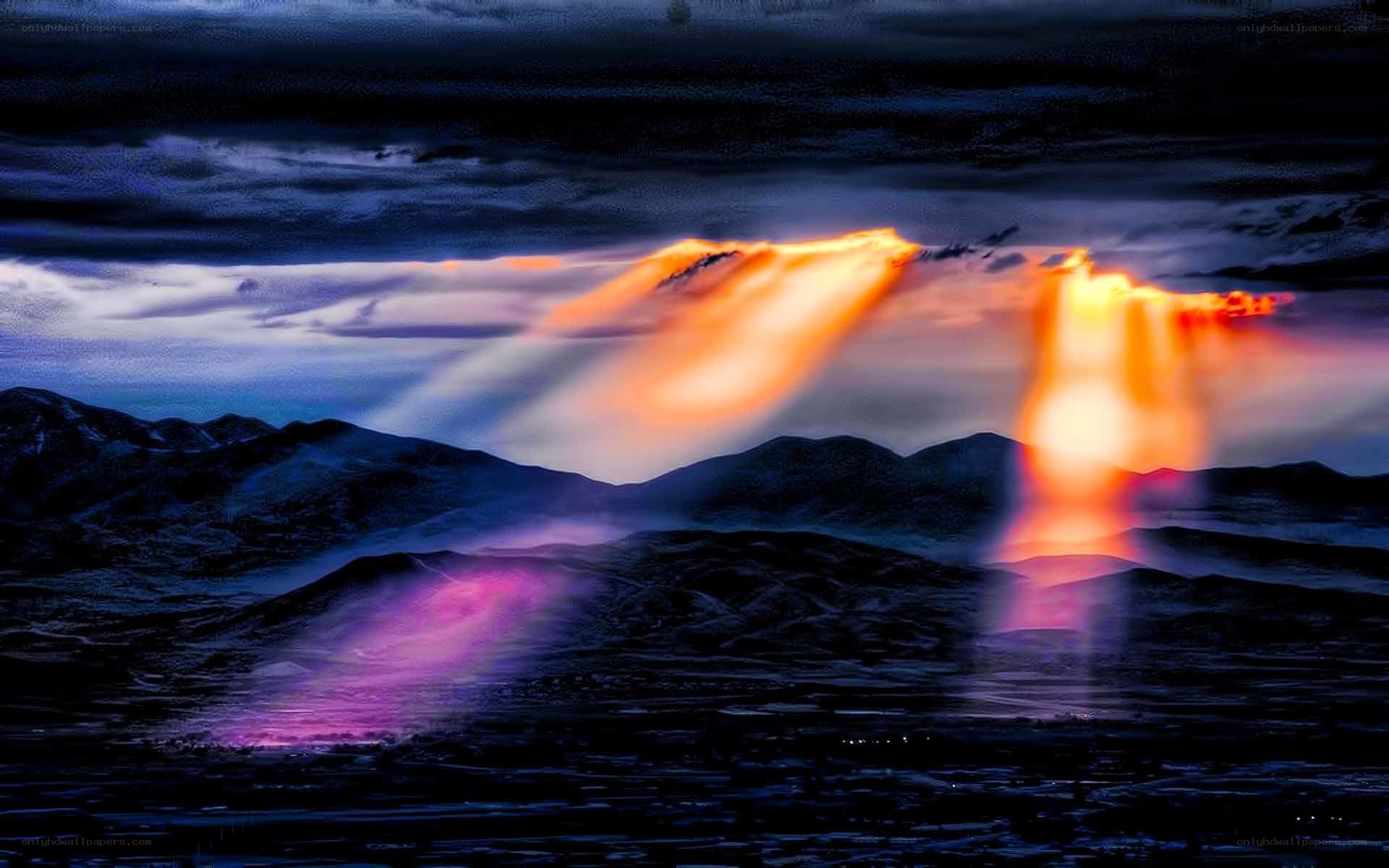 dramatic mountain sunset