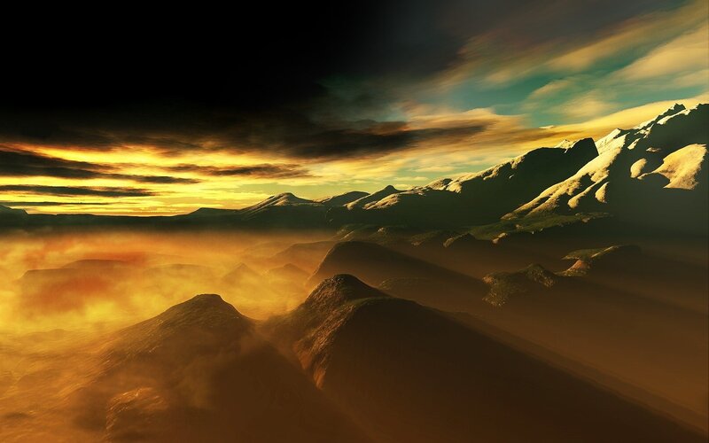 dramatic mountain sunset
