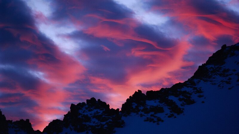 dramatic mountain sunset