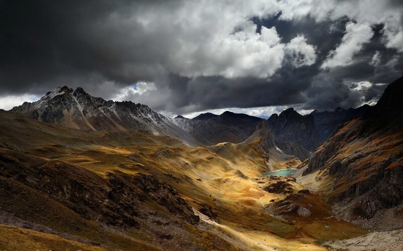 dramatic mountain valley landscape